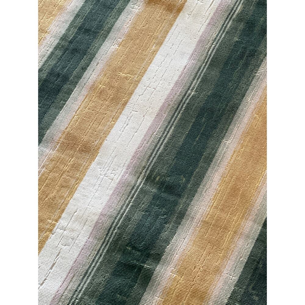 Vintage Velvet Upholstery Fabric 88x52 Green Gold Silk Stripe Crackle Texture
